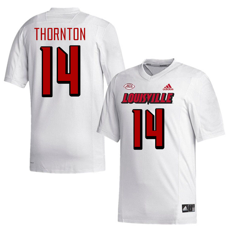 Men #14 Corey Thornton Louisville Cardinals College Football Jerseys Stitched-White